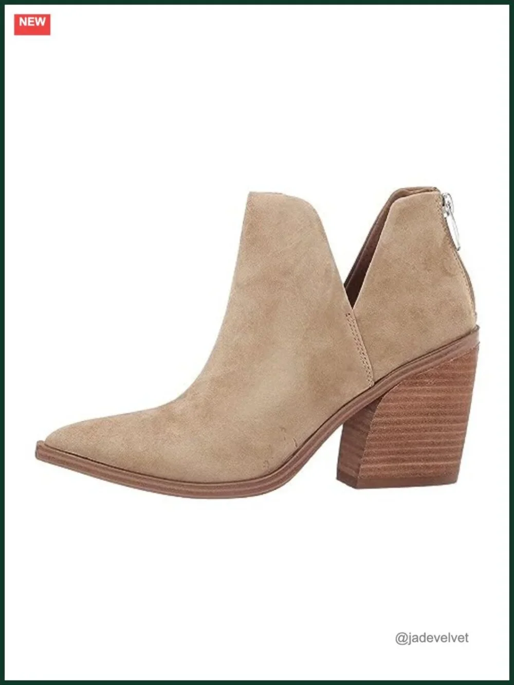 Pointed Toe Stacked Mid Heel Ankle Boots Faux Leather Booties